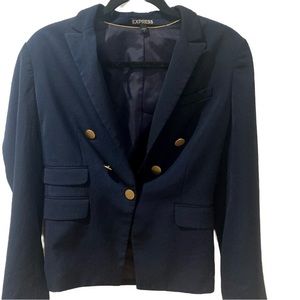 EXPRESS Unique Professional Blazer Size 4 Women’s Navy Blue with Gold Buttons